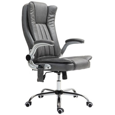 Aghana Digitals Gray Executive Office Chair with 6-Point Vibration Massage, Heat Function, Flip-Up