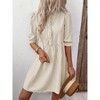 Women's Summer V-Neck Casual Striped Midi Shirt Dress Tiered Boho Beach Tunic Babydoll Dress - 3 of 4