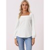 Allegra K Women's Casual Jacquard Hollow Out Square Collar Puff Long Sleeve Pullover Tops - 2 of 4