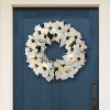 Puleo 24" Pre-Lit Battery-Operated Artificial White Poinsettia Wreath - 2 of 4