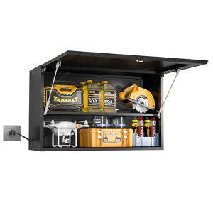 ZACHVO 20 Inch High Black Metal Lockable Wall Garage Storage Cabinet with Flip-Up Door and Adjustable Shelf for Home, Basement, and Workshop - 1 of 4
