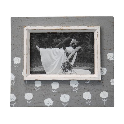 White Flower Pattern 4x6 inch Wood Decorative Picture Frame - Foreside Home & Garden