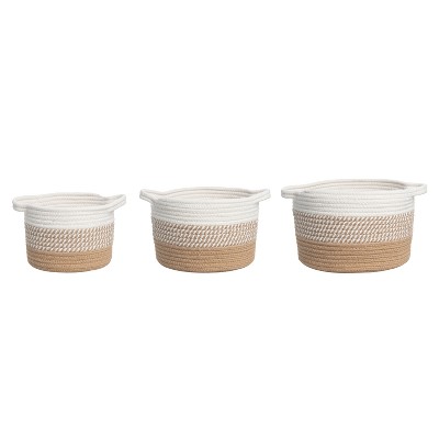 Transpac Natural Fiber 11.02 in. Brown Baskets Set of 3