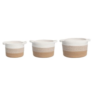 Transpac Natural Fiber 11.02 in. Brown Baskets Set of 3 - 1 of 2