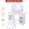 Garvee Princess Vanity Set for Kids - White Makeup Table with Mirror, Stool, and Wooden Play Makeup Accessories - 3 of 4