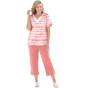 Woman Within Plus Size 2-Piece Tunic And Capri Set - 1 of 4