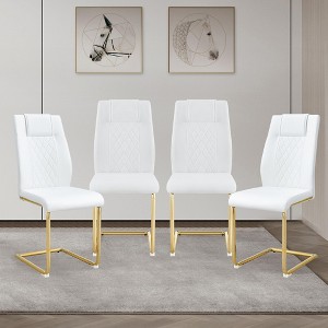 Dining Chairs Set of 4, Minimalist Modern Upholstered Chair with Metal Legs, Ideal for Home, Office, Kitchen, or Dining Room - 1 of 4