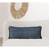 20" X 20" Dark Blue And White 100% Cotton Abstract Zippered Pillow - 2 of 4