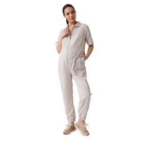 Ingrid & Isabel Maternity Short Sleeve Utility Coverall Jumpsuit - 1 of 4