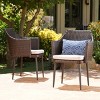 Set of 2 PE Rattan Outdoor Dining Chairs with Cushions,Weather-Resistant Wicker Armchairs for Porch or Garden-Cuddlewood - 3 of 4