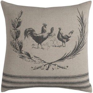 HomeRoots 20" Natural and Gray Rooster Cotton Throw Pillow - 1 of 3