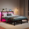 Full Size Metal Bed Frame with Wooden Headboard, RGB Lights, Charger, Storage Shelf, Noise-Free, No Box Spring Needed,Rustic Brown - 2 of 4