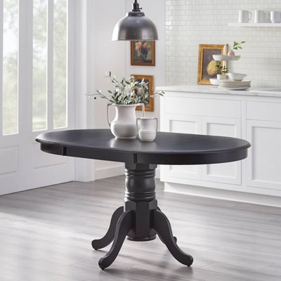 Matte Black Rubberwood Farmhouse Dining Set with 4 Chairs