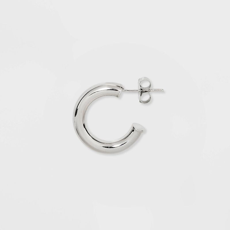 Sterling Silver Small Tube Hoop Earrings - A New Day&#8482; Silver, 1 of 5