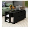 Convertible Wooden Extandable LED Coffee Table with 4 Storage Drawers & Open Shelves For Living Room Black - 4 of 4