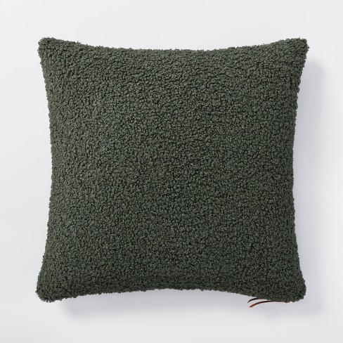 Oversized Boucle Square Throw Pillow With Exposed Zipper Green ...