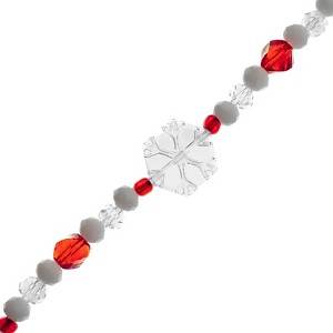 Crystal Lane DIY 7" Glass Beads Designer Holiday Christmas Bead Strand White Snowflake with White & Red - 1 of 4