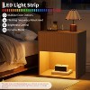 Night Stand Set 2, Fluted Nightstands with Charging Station & LED Light, Large Modern Wide Bedside Stand, Mid Century Night Stands - 4 of 4