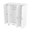 Whisen Wood 4-Door Wardrobe Armoire with Hanging Rod, 1-Drawer and Storage Shelves - 4 of 4