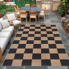 Modern Checkered Easy Jute Area Rug Farmhouse Washable Non-Slip Indoor Outdoor Rugs for Living Room Bedroom Patio - 3 of 4