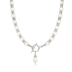 Ross-Simons 8.5-9mm Cultured Pearl Toggle Necklace in Sterling Silver Size 18 - 1 of 4