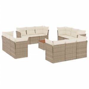 vidaXL 13 Piece Patio Sofa Set with Cushions Beige and Cream Poly Rattan - 1 of 4