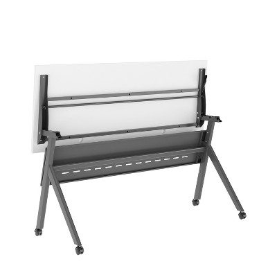 Davis White and Gray Rectangular Flip Training Table with Steel Legs