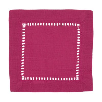 Saro Lifestyle Cocktail Napkin With Hemstitch Border Design (Set of 12)