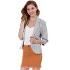 Allegra K Women's Striped 3/4 Sleeves Open Front Casual Notched Lapel Blazer - 2 of 4