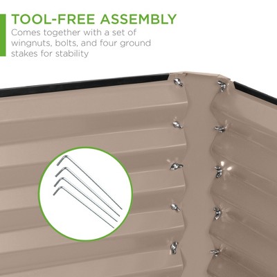 Taupe 6x3x2ft Outdoor Steel Raised Garden Bed Planter Box