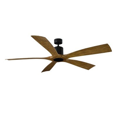 Aviator 70" Matte Black and Distressed Koa Smart Ceiling Fan