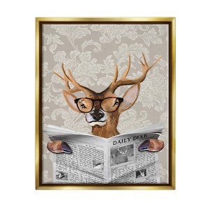 Stupell Industries Deer Reading Newspaper With Big Glasses - 1 of 4