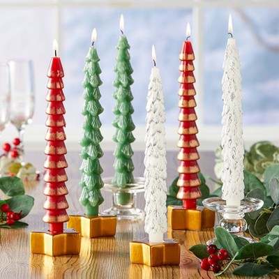 The Lakeside Collection Festive Taper Candle or Candleholder Sets - Set of 4 Star Candleholders 4 Pieces