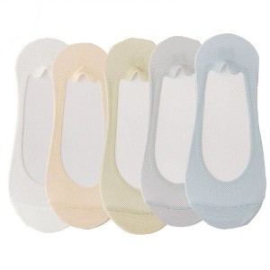 Anna-Kaci 5 Pairs Women No Show Mesh Panel Socks Low Cut Stretch Cotton Liner Non-Slip Design for Ballet Flats and Loafers - 1 of 4
