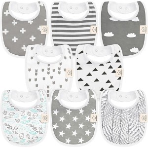 KeaBabies 8pk Organic Baby Bibs for Boy, Baby Drool Bib for Baby Boys and Girls, Newborn Teething Bibs - 1 of 4