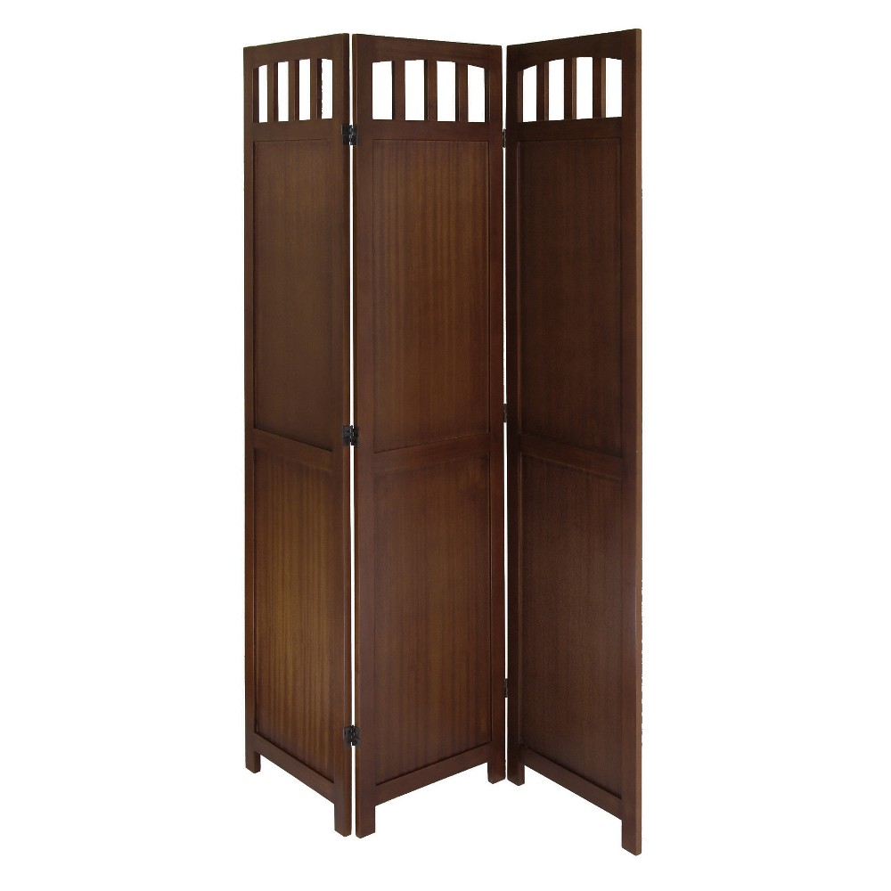 Photos - Other Furniture William Folding Screen - Antique Walnut - Winsome: Beechwood 3-Panel Priva