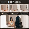 Corner Vanity Desk and Stool, Corner Makeup Vanity with Light Bulbs/ LED Lighted Mirror Charging Station and Cabinet for Bedroom - 3 of 4