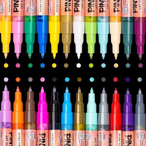 PINTAR Premium Acrylic Paint Pens - (24-Pack) Fine Tip Pens For Rock Painting, Wood, Paper, Fabric & Porcelain, Craft Supplies, DIY project - 1 of 4