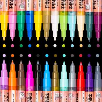 PINTAR Premium Acrylic Paint Pens - (24-Pack) Fine Tip Pens For Rock Painting, Wood, Paper, Fabric & Porcelain, Craft Supplies, DIY project