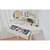 CAVINAS Corner Makeup Vanity 360-Degree Rotating Mirror Dressing Table with Mirror with Large Storage Space Vanity with Drawers for Bedroom, White - 3 of 4