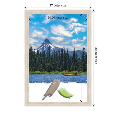 Hardwood Whitewash Narrow Wood Picture Frame 24x36 Inches