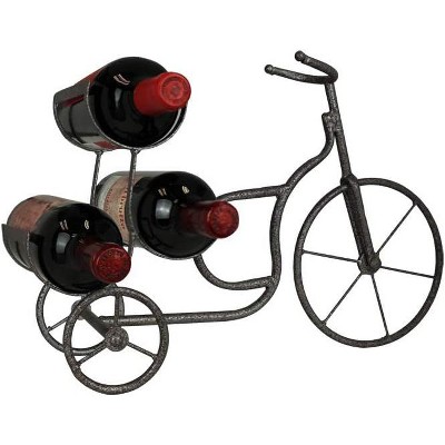 Vintage Black Metal Bicycle Wine Rack for 3 Bottles