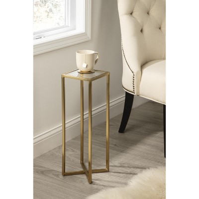 Jaspur Gold and Clear Square Metal and Glass Accent Table