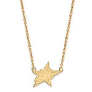 Black Bow Jewelry 10k Yellow Gold Dallas Stars NHL Necklace 18 Inch - 1 of 4