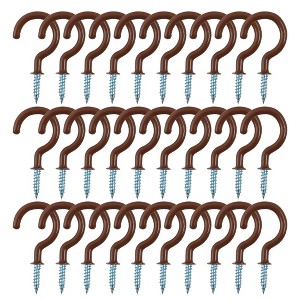 Unique Bargains Home Cup Ceiling Vinyl Coated Metal Coated Screw-in Hanger Hooks 30 Pcs - 1 of 3