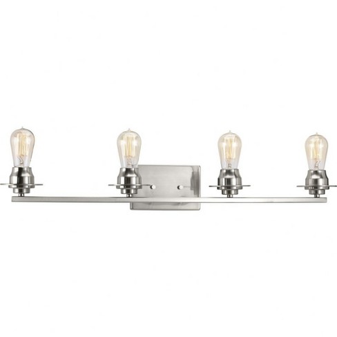Progress Lighting Debut 4-light Bath Vanity Fixture, Steel, Brushed Nickel, Clear Or Frosted ...