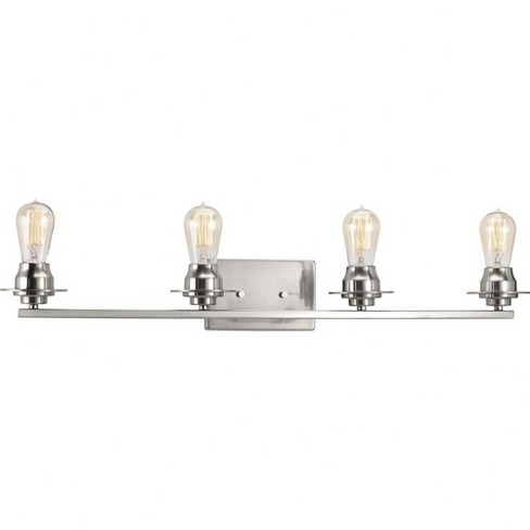 Progress Lighting Debut 4-Light Bath Vanity Fixture, Steel, Brushed Nickel, Clear or Frosted Seeded Shades - image 1 of 4