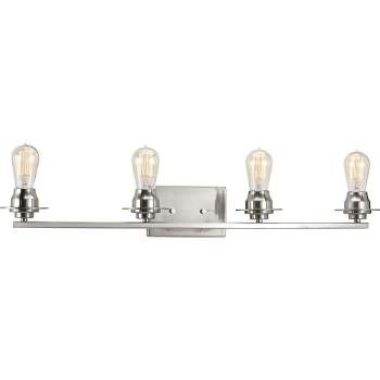 Progress Lighting Debut 4-Light Bath Vanity Fixture, Steel, Brushed Nickel, Clear or Frosted Seeded Shades
