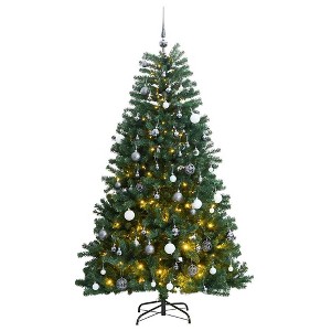Artificial Hinged Christmas Tree 300 LEDs & Ball Set 70.9" - 1 of 4