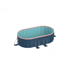 NAYSAYE Above Ground Pool PVC Folding Pool Strong Build Easy Setup for Outdoor Patio Garden Use, Blue and Gray, 61.81"*19.69"*21.61" - 1 of 4